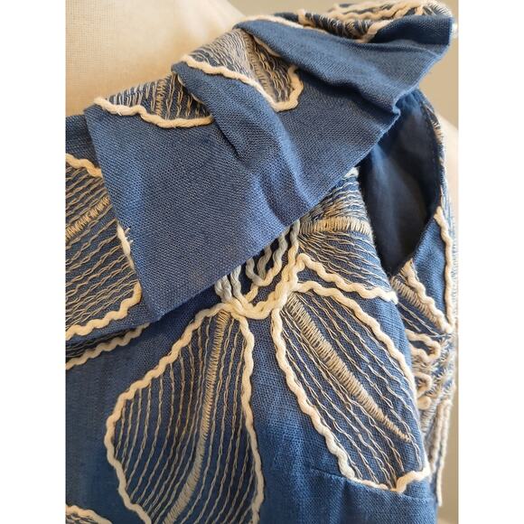 NWT Loft Embroidered Shift dress‎ linen blend sz 12 - Picture 5 of 8